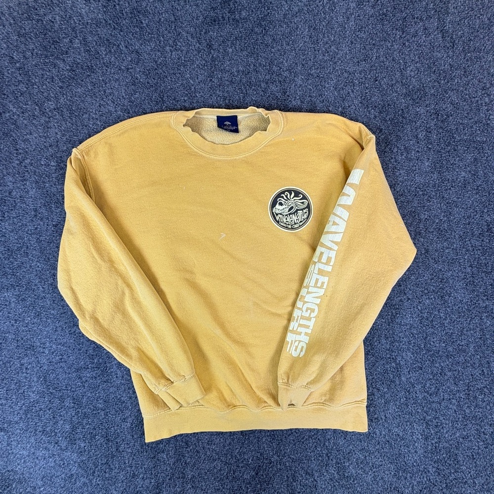 Yesterdays Wavelengths Surf Sweatshirt Mens Medium Mustard Yellow Logo Cotton